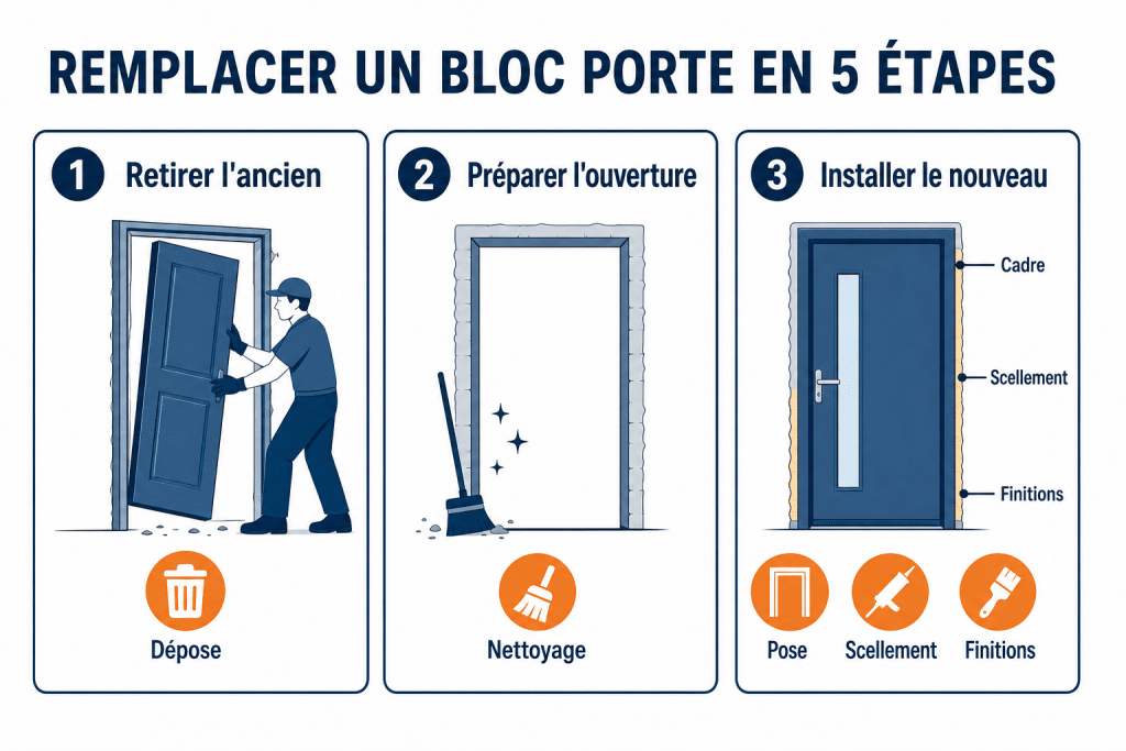 Remplacer un bloc porte en 5 étapes