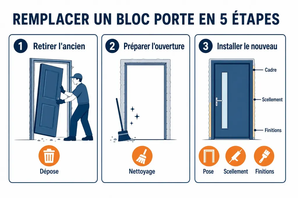 Remplacer un bloc porte en 5 étapes