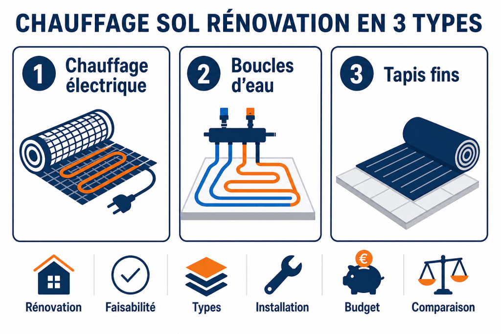 Chauffage sol rénovation en 3 types