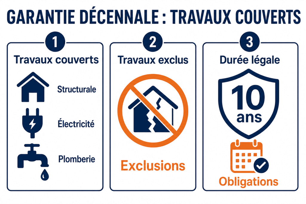 Garantie décennale : travaux couverts