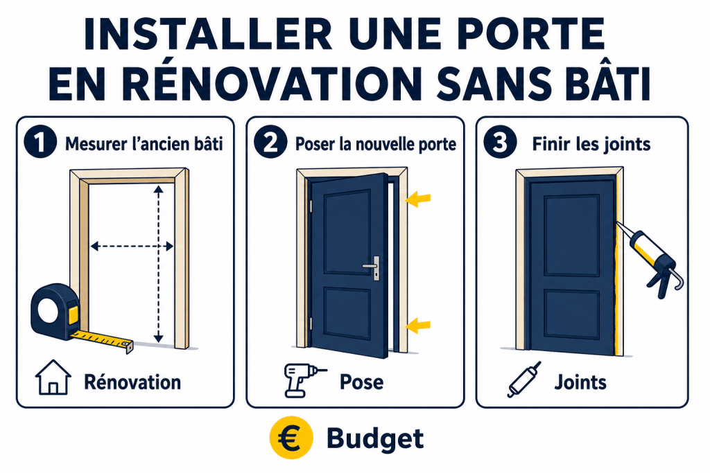 Installer une porte en rénovation sans bâti