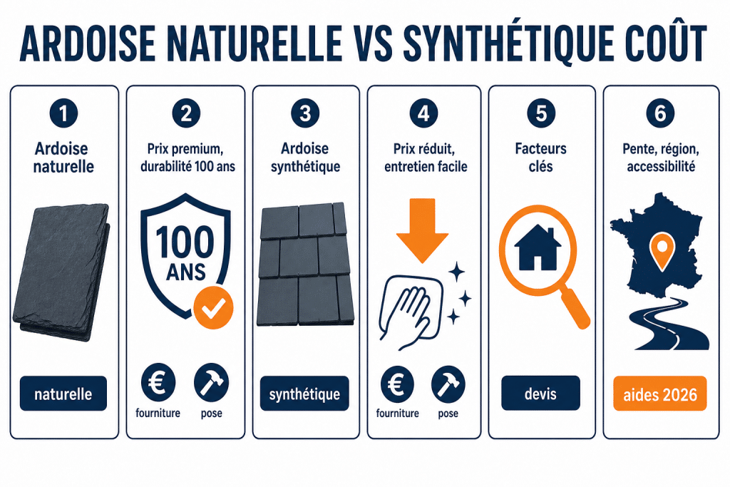 Ardoise naturelle vs synthétique coût