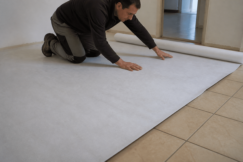 Couche isolante mince posee sur carrelage existant stable