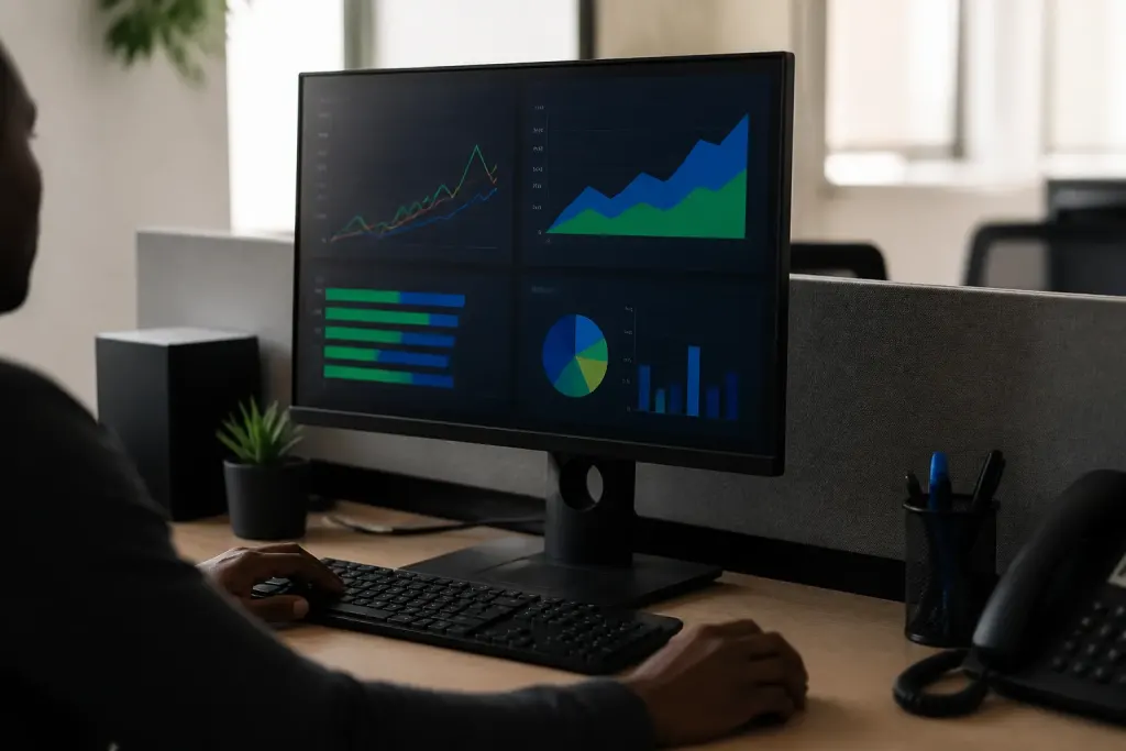 Graphiques statistiques securite affichee sur ecran ordinateur