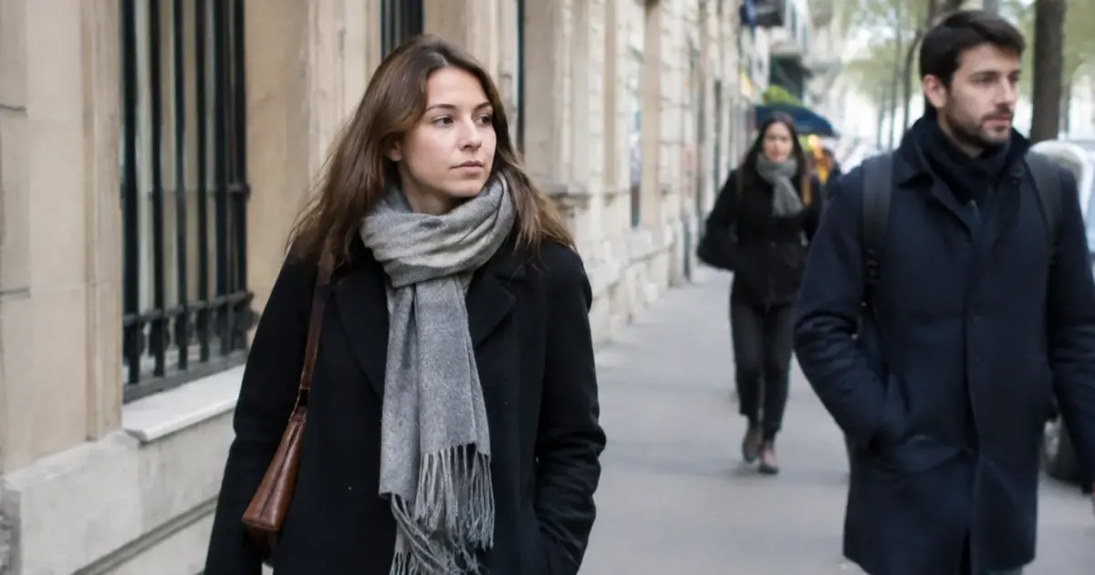 Passants marchant sur un trottoir devant des immeubles